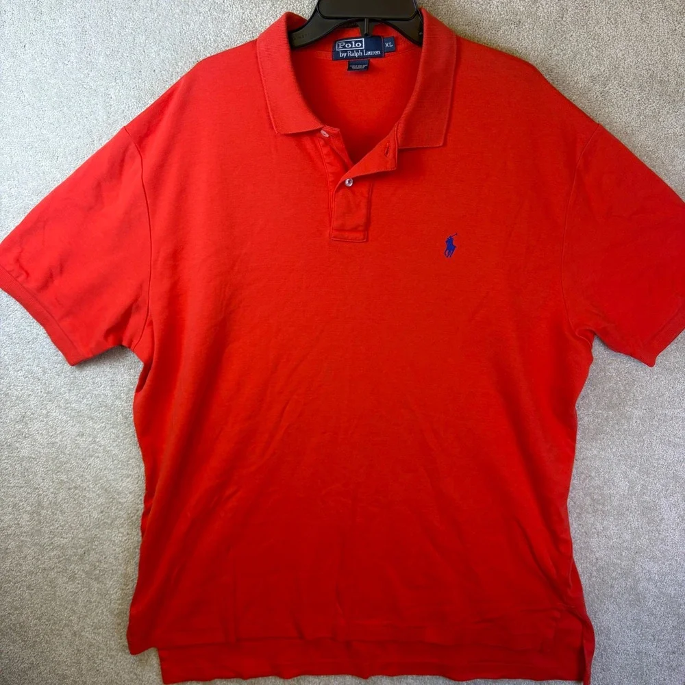 Polo Ralph Lauren Polo Shirt Mens XL Orange Short Sleeve Cotton Pique Pony Logo